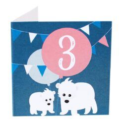 Kort Fødselsdag 3 år isbjørne (Lille)-0