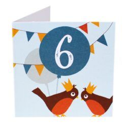 Kort Fødselsdag 6 år fugle (Lille)-0