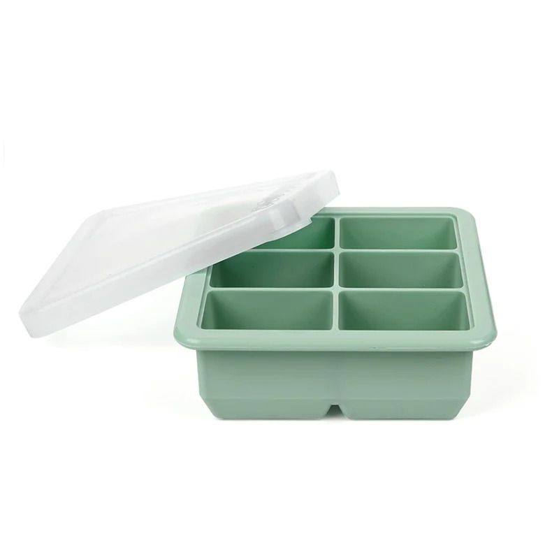 Silicone Freezer Tray with Lid - 6 Compartments - Pea Green